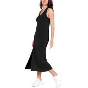 image:imageODODOS Modal Soft Front Split Midi Dress for Women V Neck Sleeveless Casual Summer Tank DressBlack