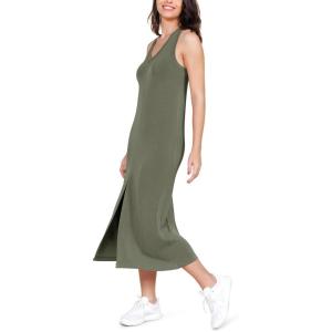 image:imageODODOS Modal Soft Front Split Midi Dress for Women V Neck Sleeveless Casual Summer Tank DressDark Sage