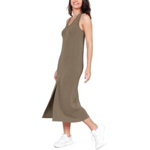 image:imageODODOS Modal Soft Front Split Midi Dress for Women V Neck Sleeveless Casual Summer Tank DressEspresso