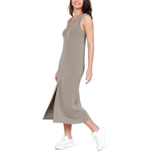 image:imageODODOS Modal Soft Front Split Midi Dress for Women V Neck Sleeveless Casual Summer Tank DressKhaki