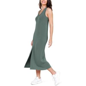 image:imageODODOS Modal Soft Front Split Midi Dress for Women V Neck Sleeveless Casual Summer Tank DressSlate Green