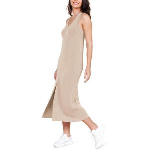 image:imageODODOS Modal Soft Front Split Midi Dress for Women V Neck Sleeveless Casual Summer Tank DressSmokey Taupe
