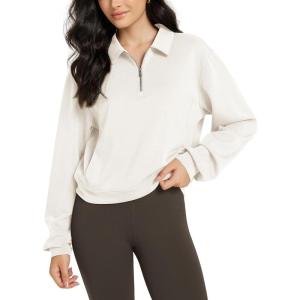 image:imageODODOS Modal Soft HalfZip Collared Sweatshirts for Women Long Sleeve Relaxed Pullover Top with PocketsIvory