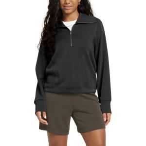 image:imageODODOS Modal Soft HalfZip Sweatshirts for Women Long Sleeve Relaxed Fit Collared Pullover TopBlack