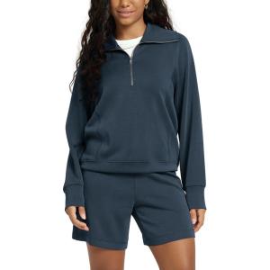 image:imageODODOS Modal Soft HalfZip Sweatshirts for Women Long Sleeve Relaxed Fit Collared Pullover TopNavy