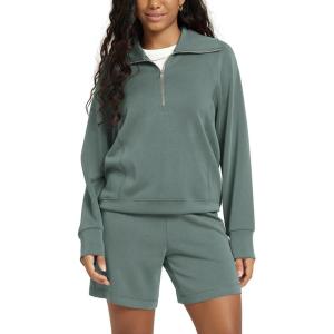 image:imageODODOS Modal Soft HalfZip Sweatshirts for Women Long Sleeve Relaxed Fit Collared Pullover TopSlate Green