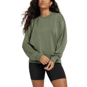 image:imageODODOS Modal Soft Long Sleeve Oversized Sweatshirts for Women High Crew Neck Relaxed Pullover TopsDark Sage