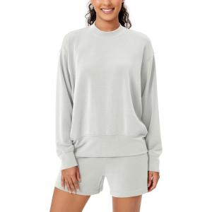 image:imageODODOS Modal Soft Long Sleeve Oversized Sweatshirts for Women High Crew Neck Relaxed Pullover TopsFrosted Mint