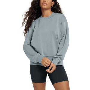 image:imageODODOS Modal Soft Long Sleeve Oversized Sweatshirts for Women High Crew Neck Relaxed Pullover TopsGrey Blue