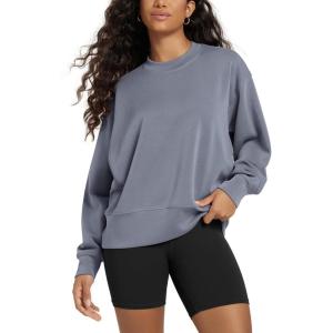 image:imageODODOS Modal Soft Long Sleeve Oversized Sweatshirts for Women High Crew Neck Relaxed Pullover TopsPurple Gray
