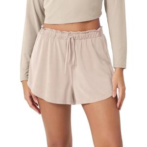 image:imageODODOS Modal Soft Lounge Shorts for Women Drawstring High Waist Casual Sleepwear Lightweight Cozy Pajama BottomBeige Washed