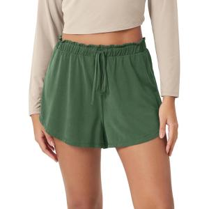 image:imageODODOS Modal Soft Lounge Shorts for Women Drawstring High Waist Casual Sleepwear Lightweight Cozy Pajama BottomDark Green Washed