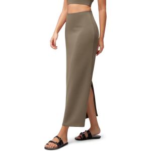 image:imageODODOS Modal Soft Maxi Skirt for Women Back Slit High Waist Casual Long Pencil SkirtsEspresso