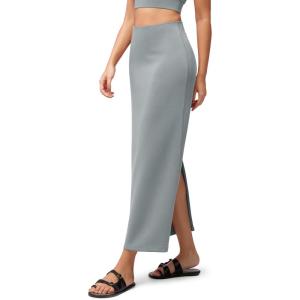 image:imageODODOS Modal Soft Maxi Skirt for Women Back Slit High Waist Casual Long Pencil SkirtsGrey Blue