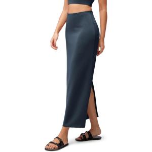 image:imageODODOS Modal Soft Maxi Skirt for Women Back Slit High Waist Casual Long Pencil SkirtsNavy