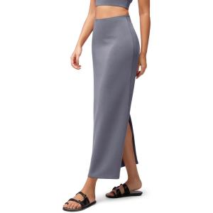 image:imageODODOS Modal Soft Maxi Skirt for Women Back Slit High Waist Casual Long Pencil SkirtsPurple Gray