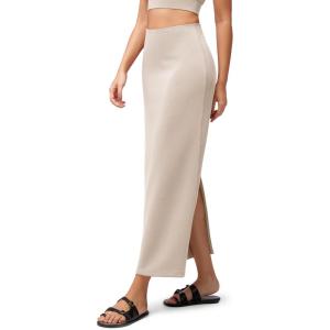 image:imageODODOS Modal Soft Maxi Skirt for Women Back Slit High Waist Casual Long Pencil SkirtsSmokey Taupe