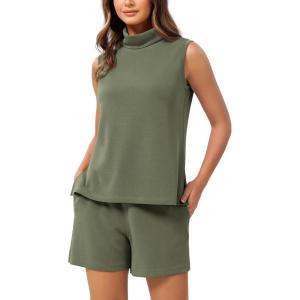image:imageODODOS Modal Soft Mock Neck Tank Tops for Women Sleeveless Sweater Vest Casual Turtleneck Pullover TopDark Sage