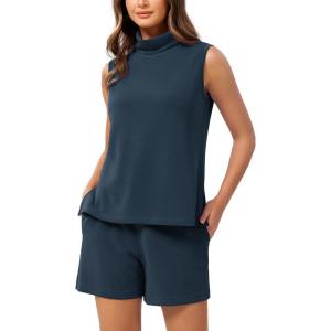 image:imageODODOS Modal Soft Mock Neck Tank Tops for Women Sleeveless Sweater Vest Casual Turtleneck Pullover TopDeep Blue
