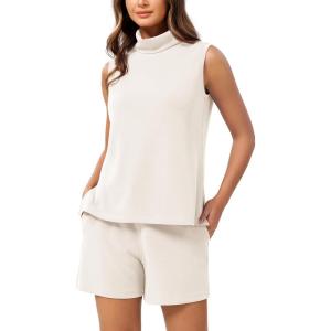 image:imageODODOS Modal Soft Mock Neck Tank Tops for Women Sleeveless Sweater Vest Casual Turtleneck Pullover TopIvory