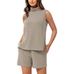 image:imageODODOS Modal Soft Mock Neck Tank Tops for Women Sleeveless Sweater Vest Casual Turtleneck Pullover TopKhaki