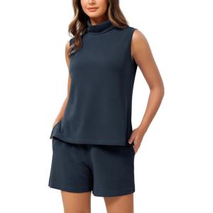 image:imageODODOS Modal Soft Mock Neck Tank Tops for Women Sleeveless Sweater Vest Casual Turtleneck Pullover TopNavy