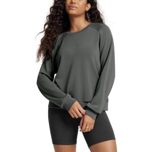 image:imageODODOS Modal Soft Raglan Long Sleeves Sweatshirts for Women Oversized Crew Neck Pullover TopsCharcoal