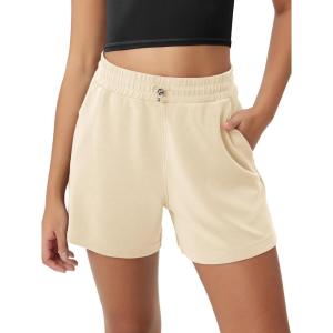image:imageODODOS Modal Soft Relaxed Shorts for Women Adjustable Shockcord High Waist Casual Shorts with Pockets  4  6 InseamButter Cream