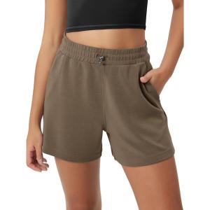 image:imageODODOS Modal Soft Relaxed Shorts for Women Adjustable Shockcord High Waist Casual Shorts with Pockets  4  6 InseamEspresso