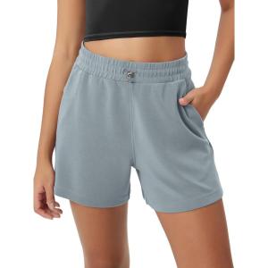 image:imageODODOS Modal Soft Relaxed Shorts for Women Adjustable Shockcord High Waist Casual Shorts with Pockets  4  6 InseamGrey Blue