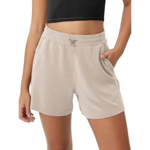 image:imageODODOS Modal Soft Relaxed Shorts for Women Adjustable Shockcord High Waist Casual Shorts with Pockets  4  6 InseamSmokey Taupe