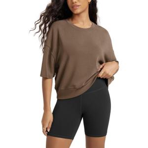 image:imageODODOS Modal Soft Short Sleeve TShirts for Women Oversized Crew Neck Tee Relaxed Pullover TopsCoca Mocha
