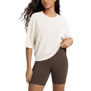 image:imageODODOS Modal Soft Short Sleeve TShirts for Women Oversized Crew Neck Tee Relaxed Pullover TopsIvory