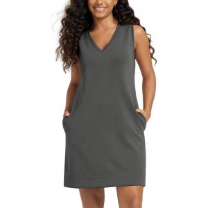 image:imageODODOS Modal Soft VNeck Tank Dress for Women Sleeveless Sundress Casual Relaxed Summer Dress with PocketCharcoal