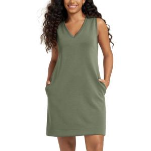 image:imageODODOS Modal Soft VNeck Tank Dress for Women Sleeveless Sundress Casual Relaxed Summer Dress with PocketDark Sage