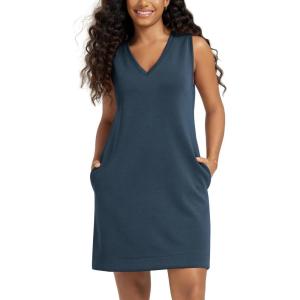 image:imageODODOS Modal Soft VNeck Tank Dress for Women Sleeveless Sundress Casual Relaxed Summer Dress with PocketDeep Blue