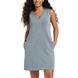 image:imageODODOS Modal Soft VNeck Tank Dress for Women Sleeveless Sundress Casual Relaxed Summer Dress with PocketGrey Blue