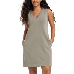 image:imageODODOS Modal Soft VNeck Tank Dress for Women Sleeveless Sundress Casual Relaxed Summer Dress with PocketKhaki