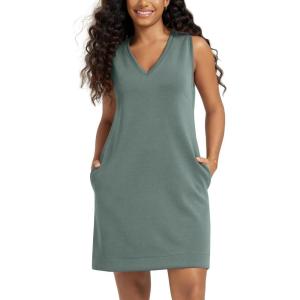 image:imageODODOS Modal Soft VNeck Tank Dress for Women Sleeveless Sundress Casual Relaxed Summer Dress with PocketSlate Green