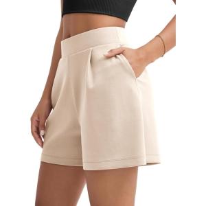 image:imageODODOS Modal Soft Wide Leg Shorts for Women High Waist Casual Relaxed Shorts with PocketsInseam 4 6Beige