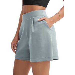 image:imageODODOS Modal Soft Wide Leg Shorts for Women High Waist Casual Relaxed Shorts with PocketsInseam 4 6Grey Blue