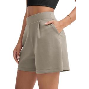 image:imageODODOS Modal Soft Wide Leg Shorts for Women High Waist Casual Relaxed Shorts with PocketsInseam 4 6Khaki