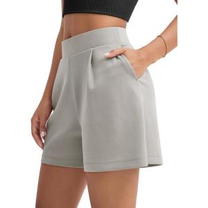 image:imageODODOS Modal Soft Wide Leg Shorts for Women High Waist Casual Relaxed Shorts with PocketsInseam 4 6Light Gray