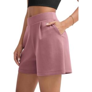 image:imageODODOS Modal Soft Wide Leg Shorts for Women High Waist Casual Relaxed Shorts with PocketsInseam 4 6Mauve Pink