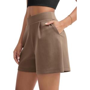 image:imageODODOS Modal Soft Wide Leg Shorts for Women High Waist Casual Relaxed Shorts with PocketsInseam 4 6Nutria