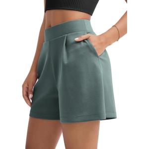 image:imageODODOS Modal Soft Wide Leg Shorts for Women High Waist Casual Relaxed Shorts with PocketsInseam 4 6Slate Green