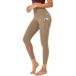 image:imageODODOS ODTHERMAL Womens Fleece Lined Yoga Pants with Pockets  25  28 High Waisted Warm Workout LeggingsLight Brown