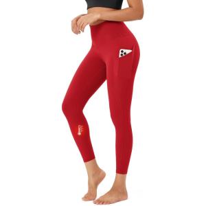 image:imageODODOS ODTHERMAL Womens Fleece Lined Yoga Pants with Pockets  25  28 High Waisted Warm Workout LeggingsRed