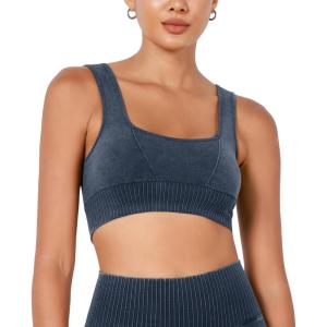 image:imageODODOS Seamless Square Neck Sports Bra for Women Ribbed Crop Tank Casual Low Back Cropped Tops