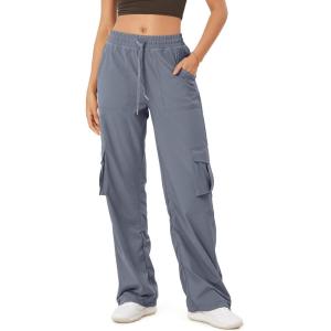 image:imageODODOS Stretch Woven Relaxed Cargo Pants for Women Cinchable Hems Lightweight Casual Sweatpants with PocketsBlue